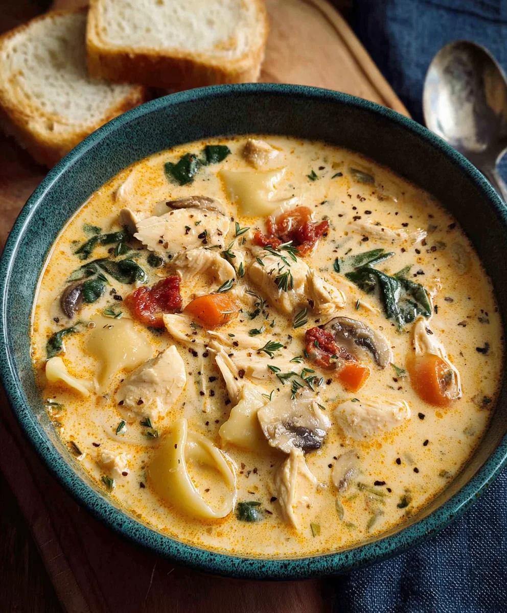 Creamy Tuscan Chicken Soup - Easy & Delicious