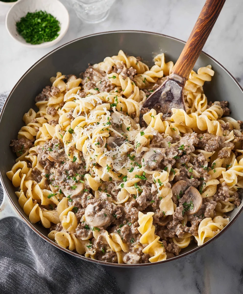 Quick Ground Beef Stroganoff Dinner