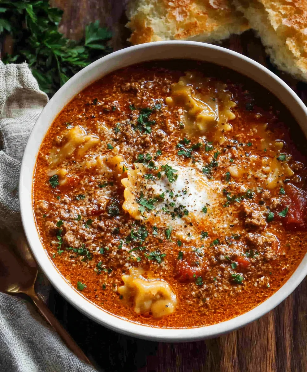 Mouthwatering One Pot Lasagna Soup - Easy Dinner