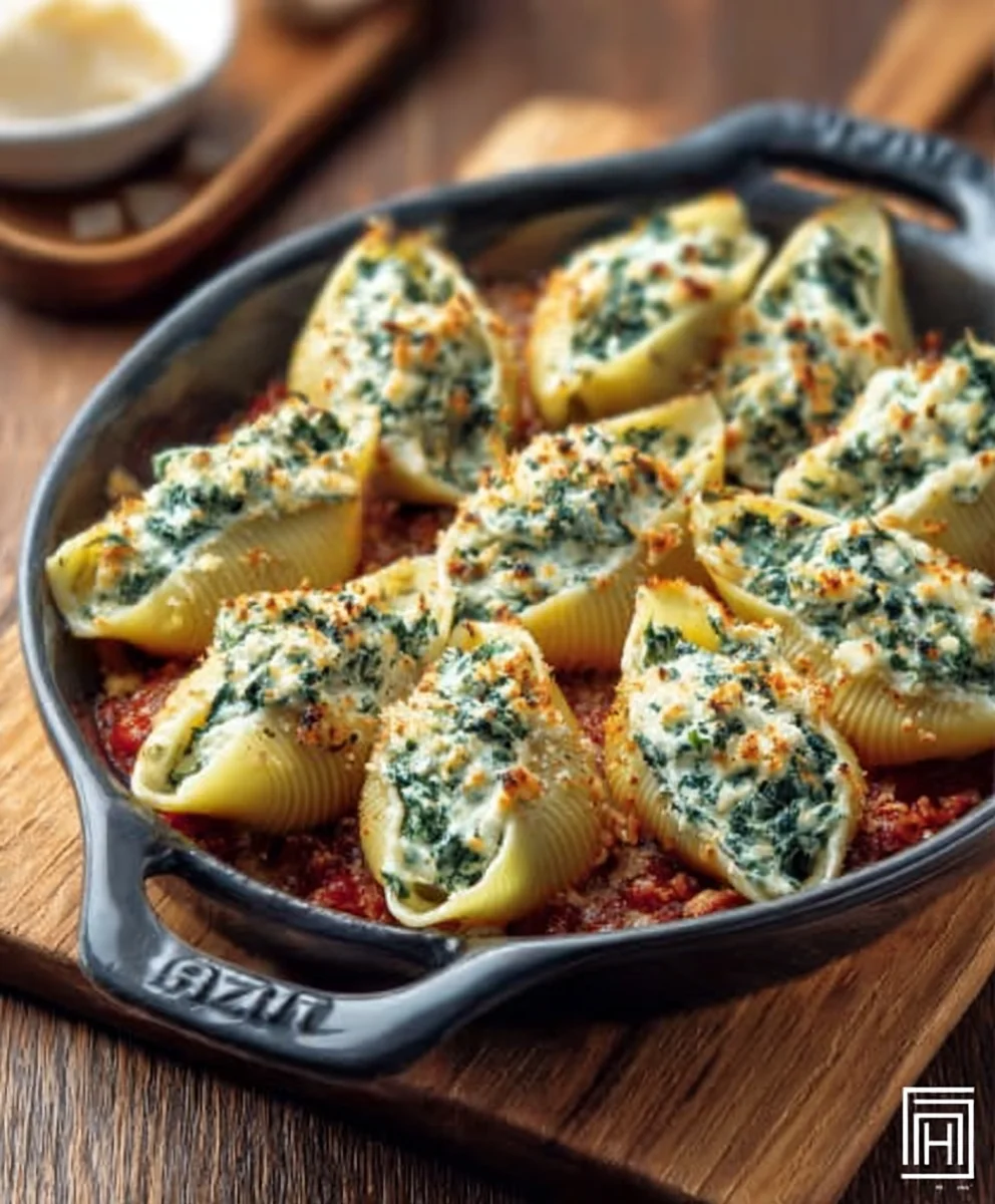 Easy Spinach Ricotta Stuffed Shells - Delicious Dinner