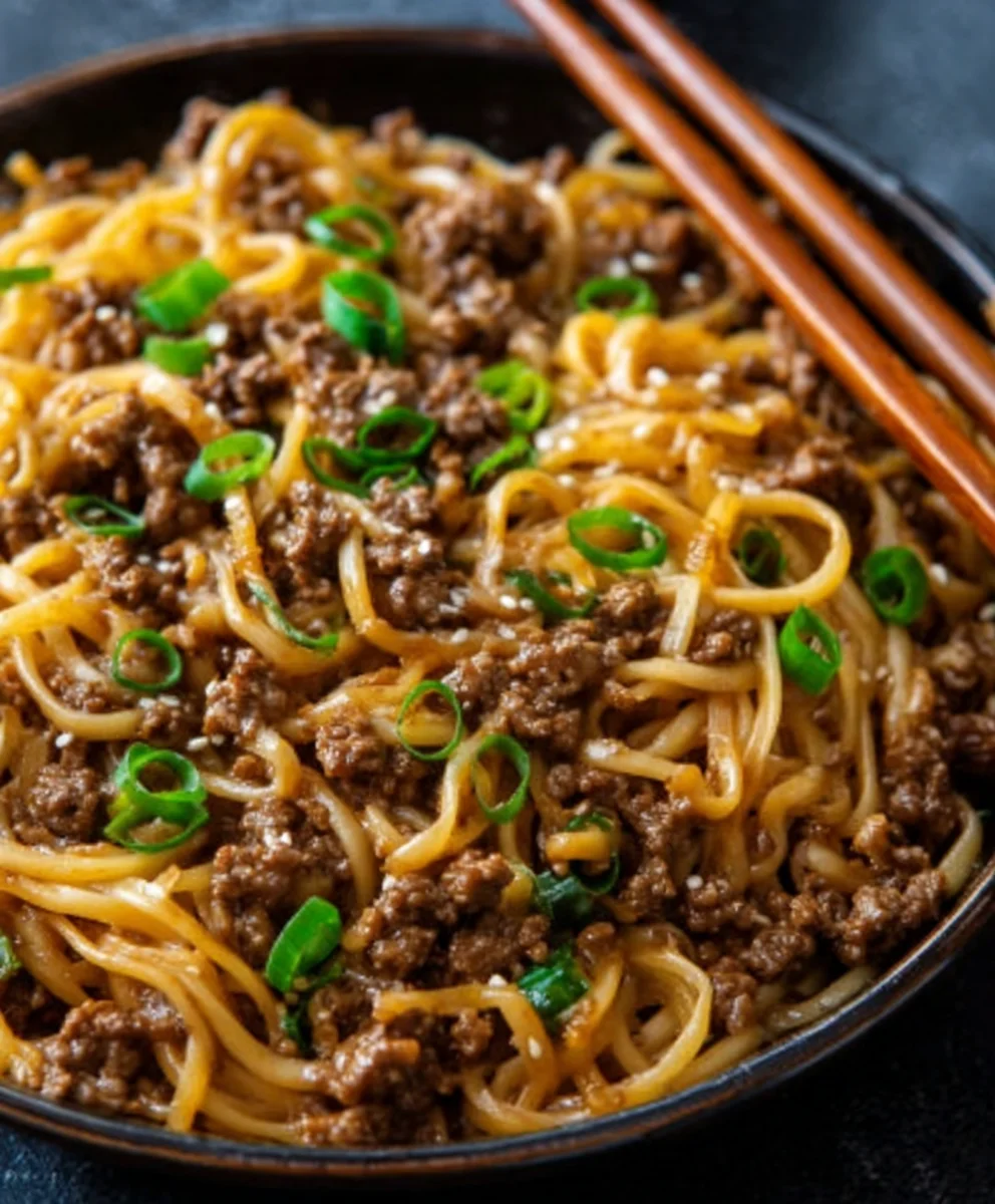 Quick Mongolian Beef Noodles- Easy Weeknight Dinner