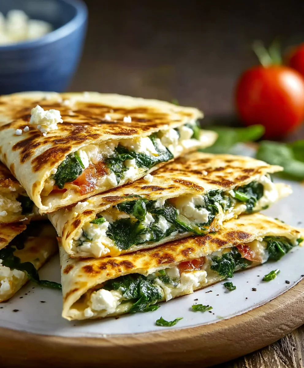 Spinach Feta Quesadillas Quick Easy Recipe