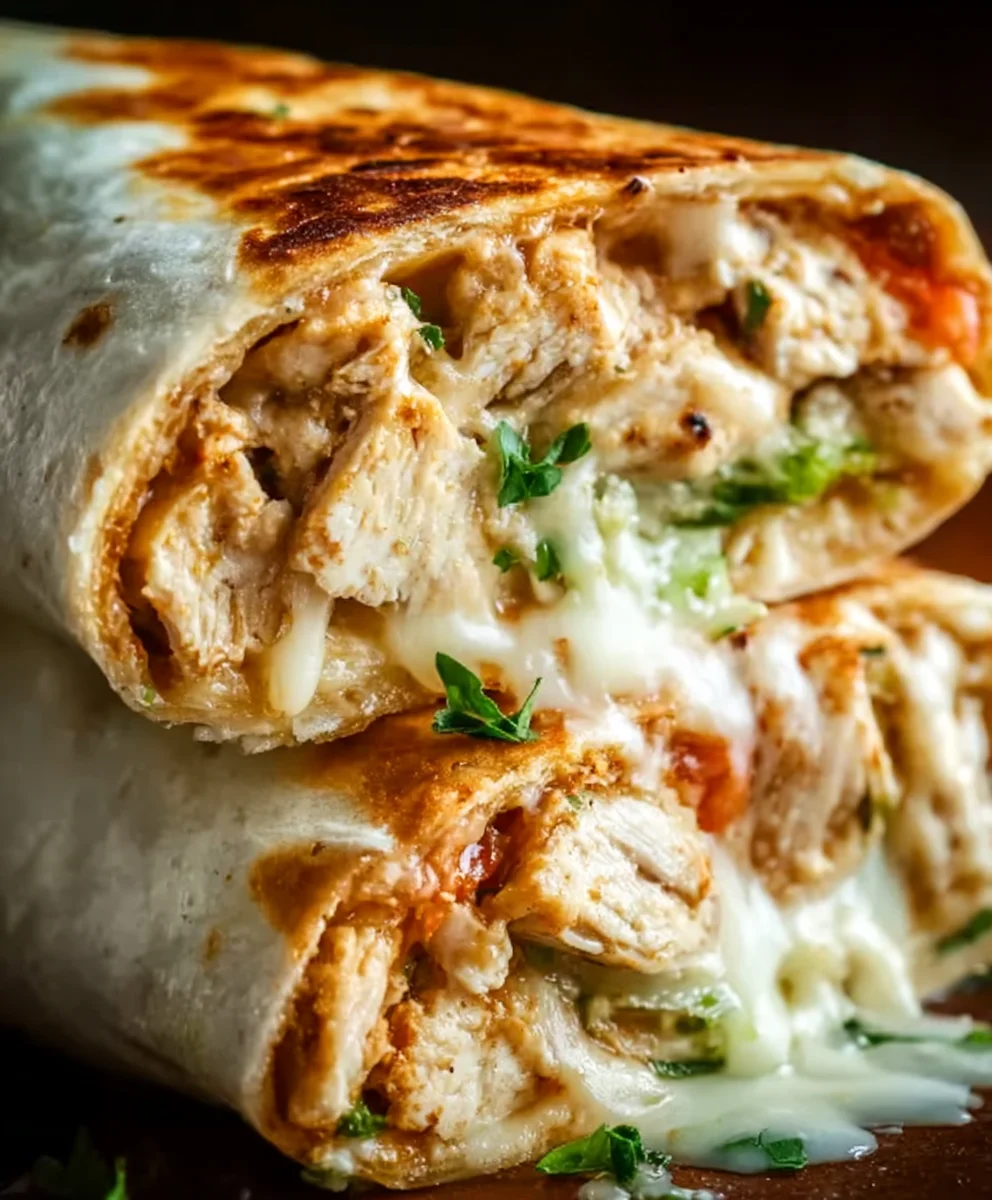 Easy Cheesy Garlic Chicken Wraps Recipe