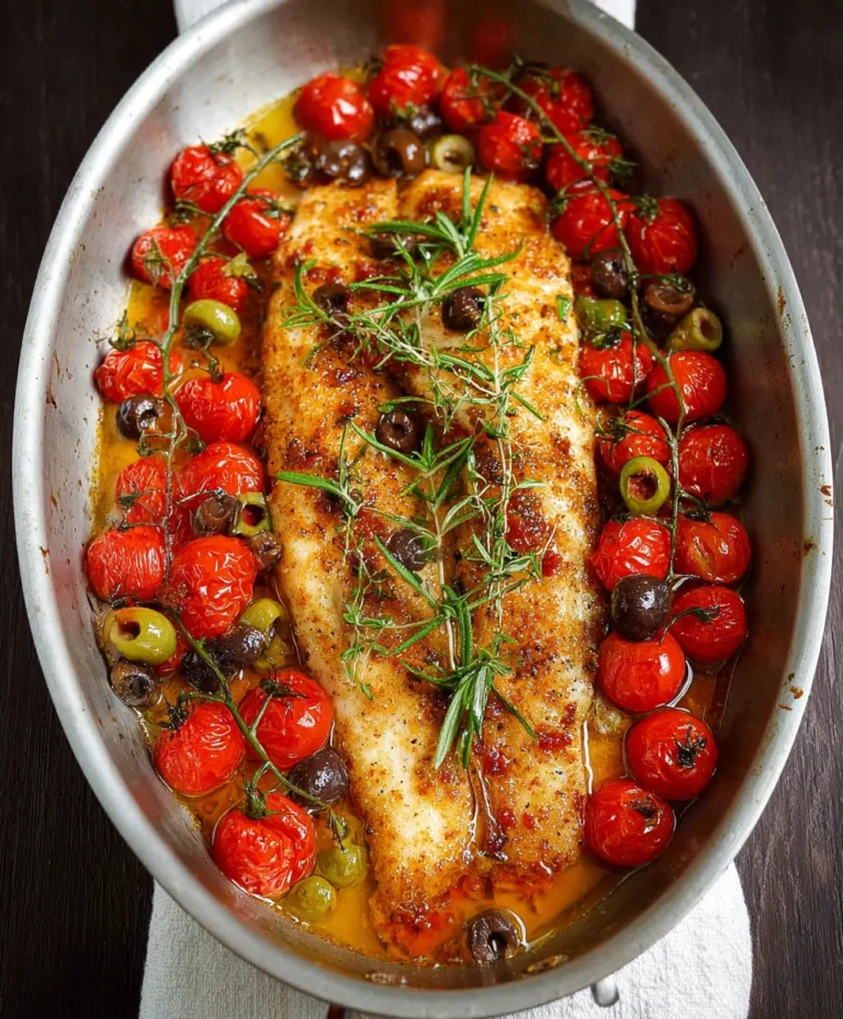 Baked Fish Cherry Tomatoes Olives Easy Recipe