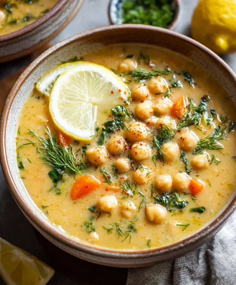 Lemony Greek Chickpea Soup-Hearty & Flavorful