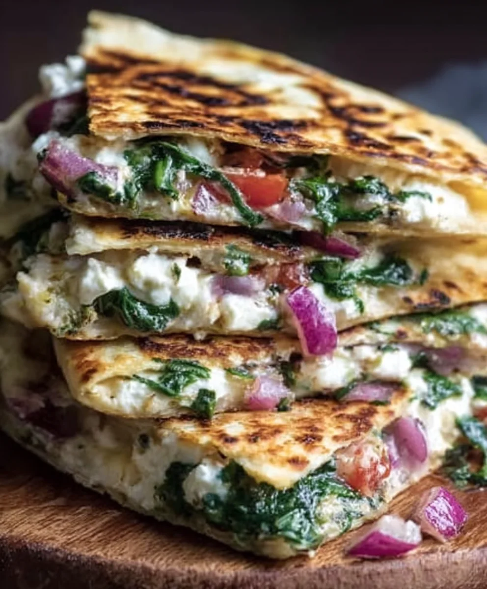 Mediterranean Spinach Feta Quesadillas Recipe