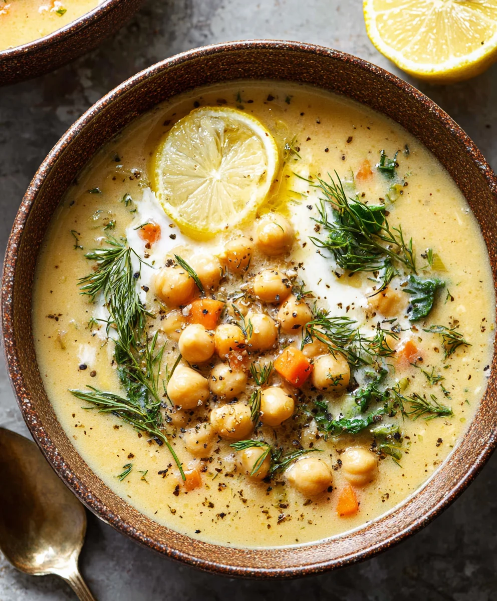 Lemony Greek Chickpea Soup-Hearty & Flavorful