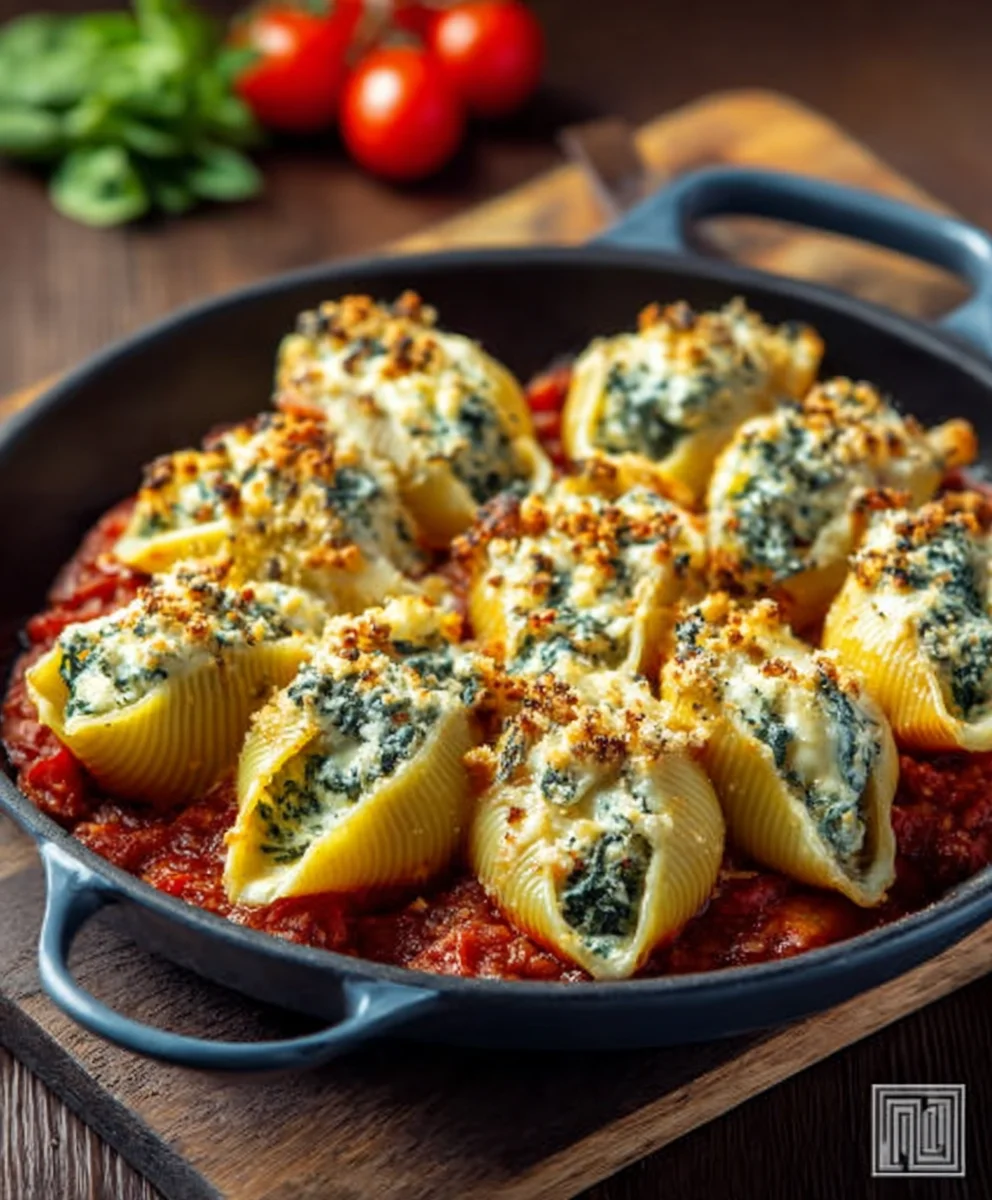 Easy Spinach Ricotta Stuffed Shells - Delicious Dinner