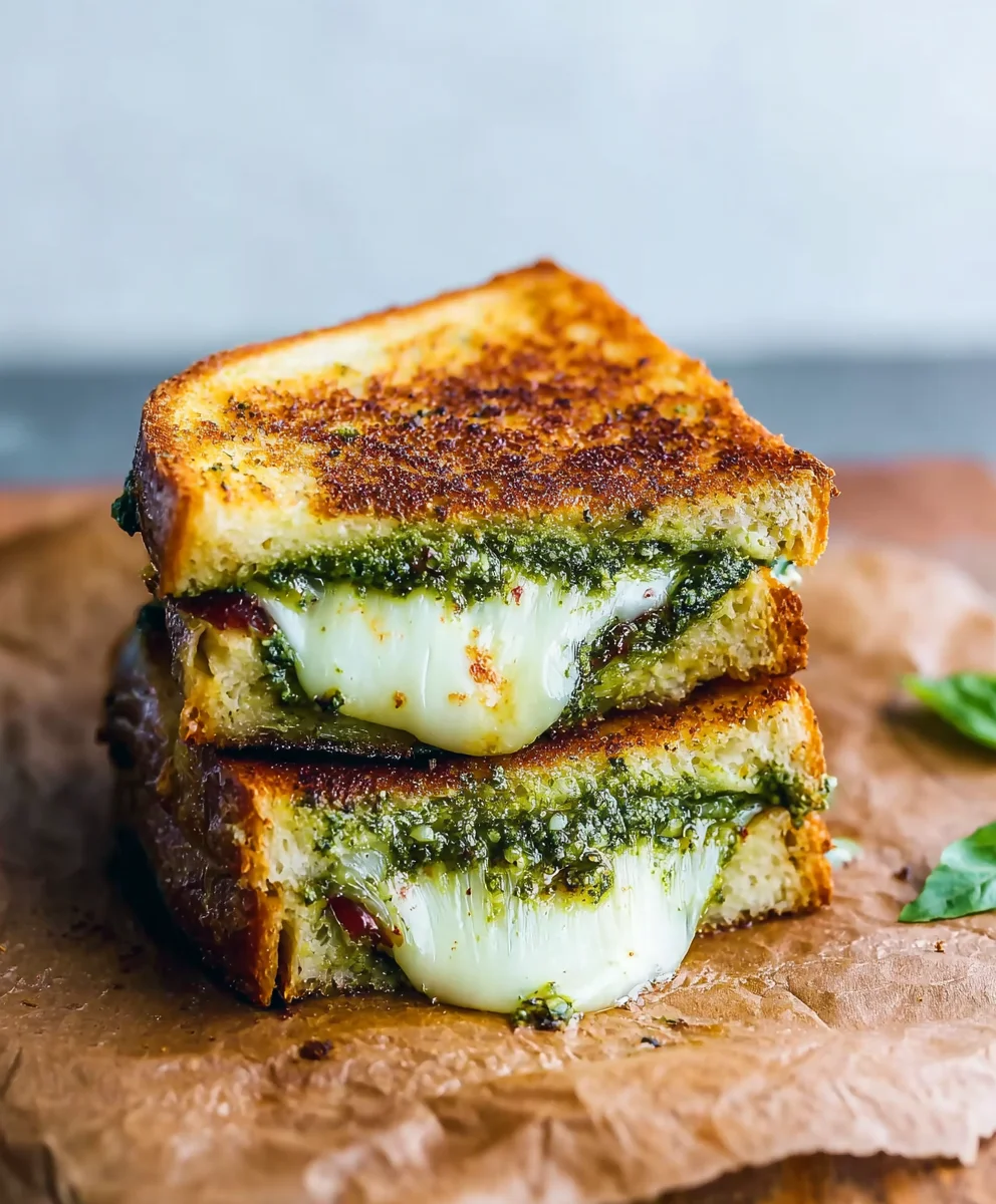 Sourdough Pesto Grilled Cheese- Delicious & Easy