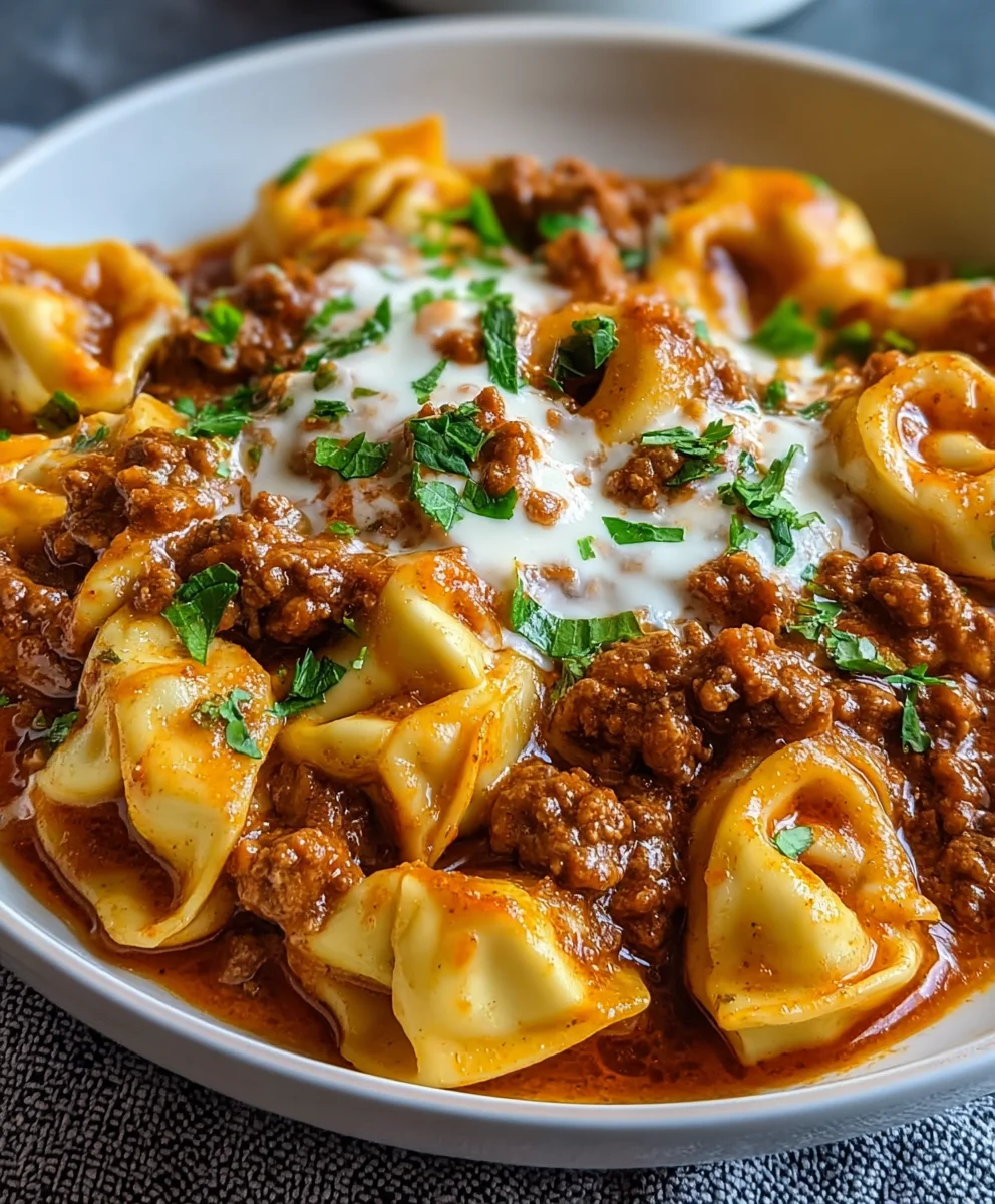 Cheesy Beef Enchilada Tortellini-Easy Weeknight Meal