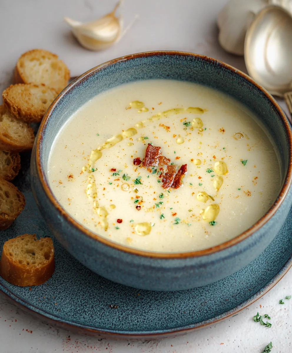 Easy Roasted Garlic Soup- Creamy & Delicious