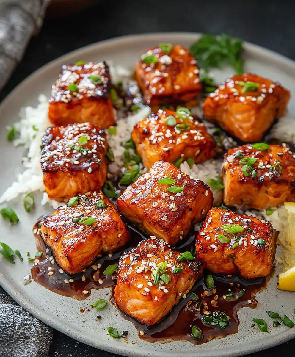 Quick Honey Garlic Salmon Bites Recipe