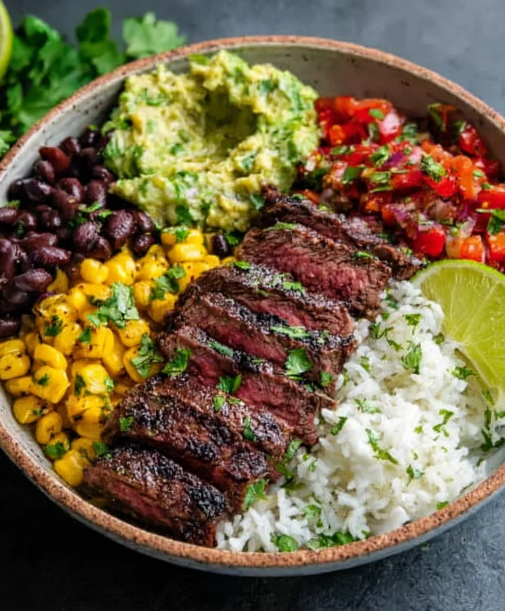 Cilantro Lime Beef Steak Bowls- Easy & Delicious