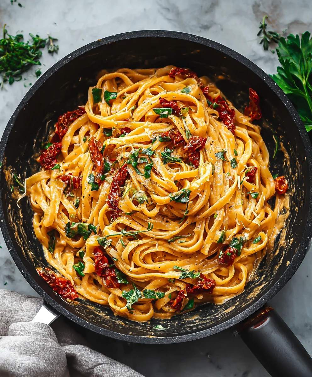 Creamy Vegan Sun Dried Tomato Pasta-Easy & Delicious