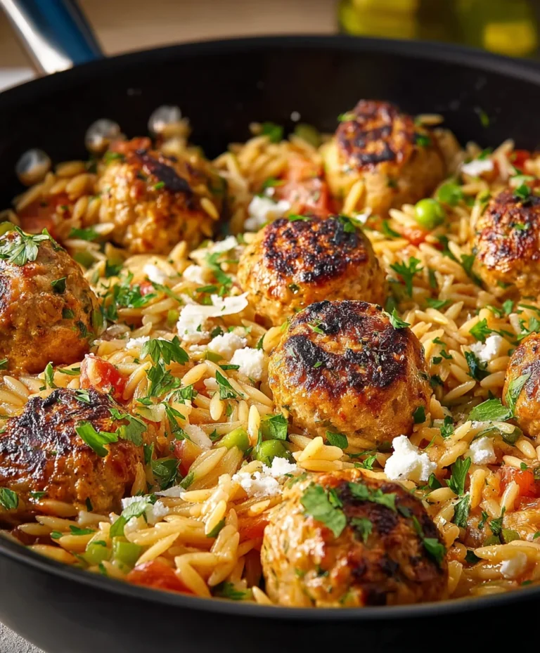 One-Pan Chicken Meatball Orzo – Easy Dinner Recipe