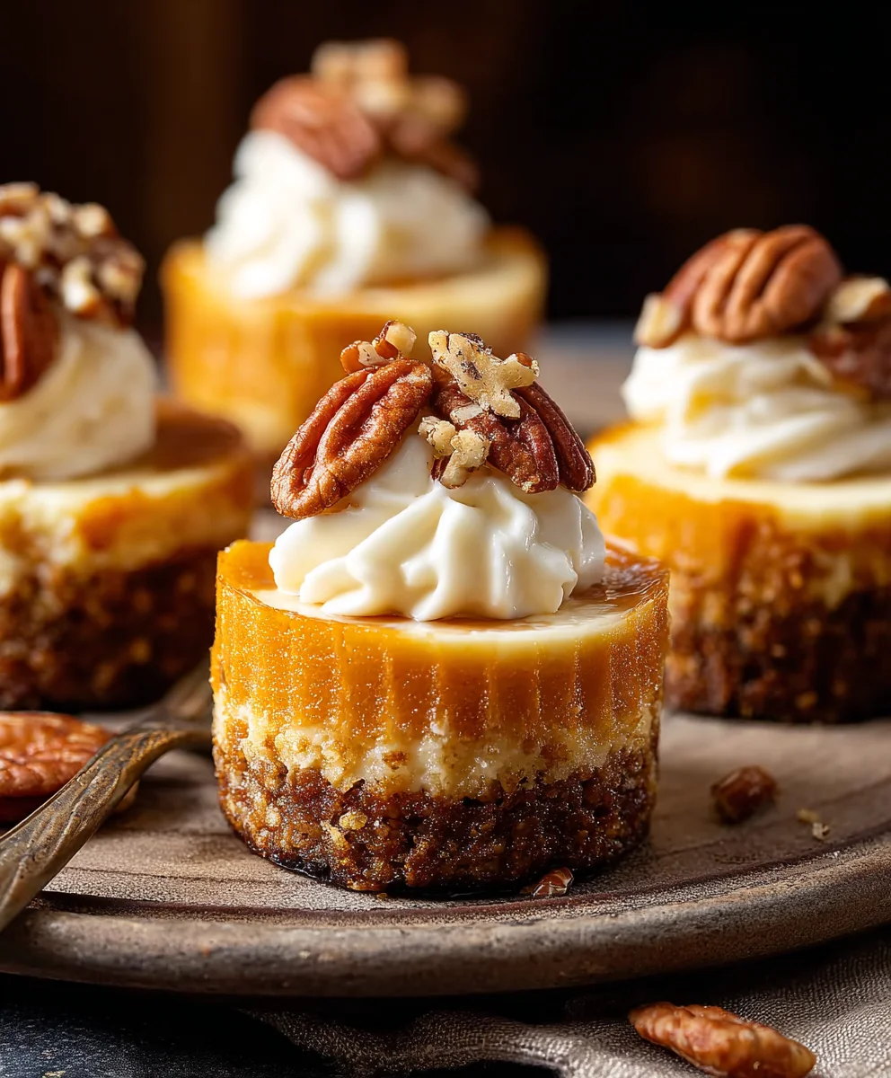 Pumpkin Pecan Mini Cheesecakes-Easy Fall Dessert