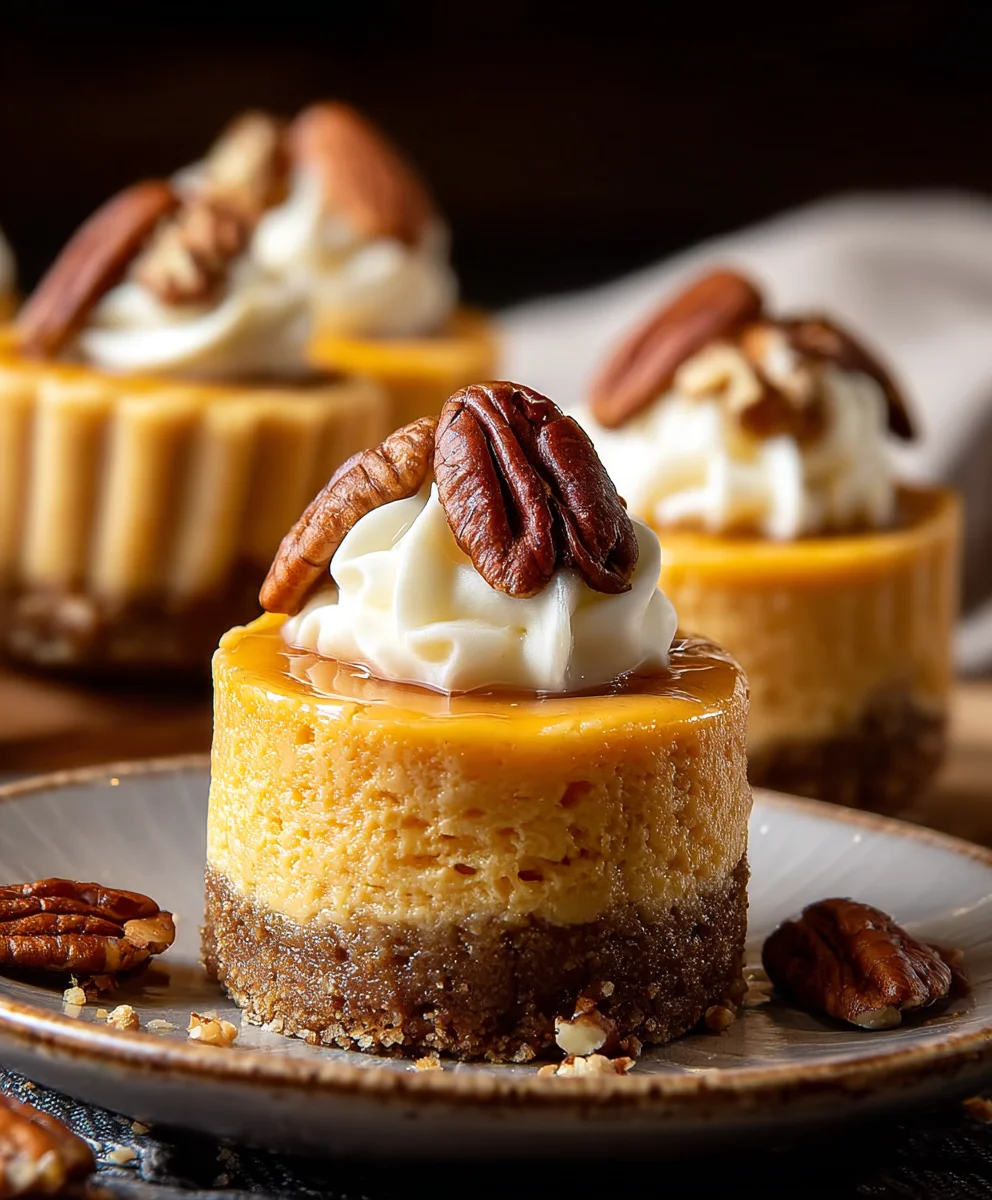 Pumpkin Pecan Mini Cheesecakes-Easy Fall Dessert