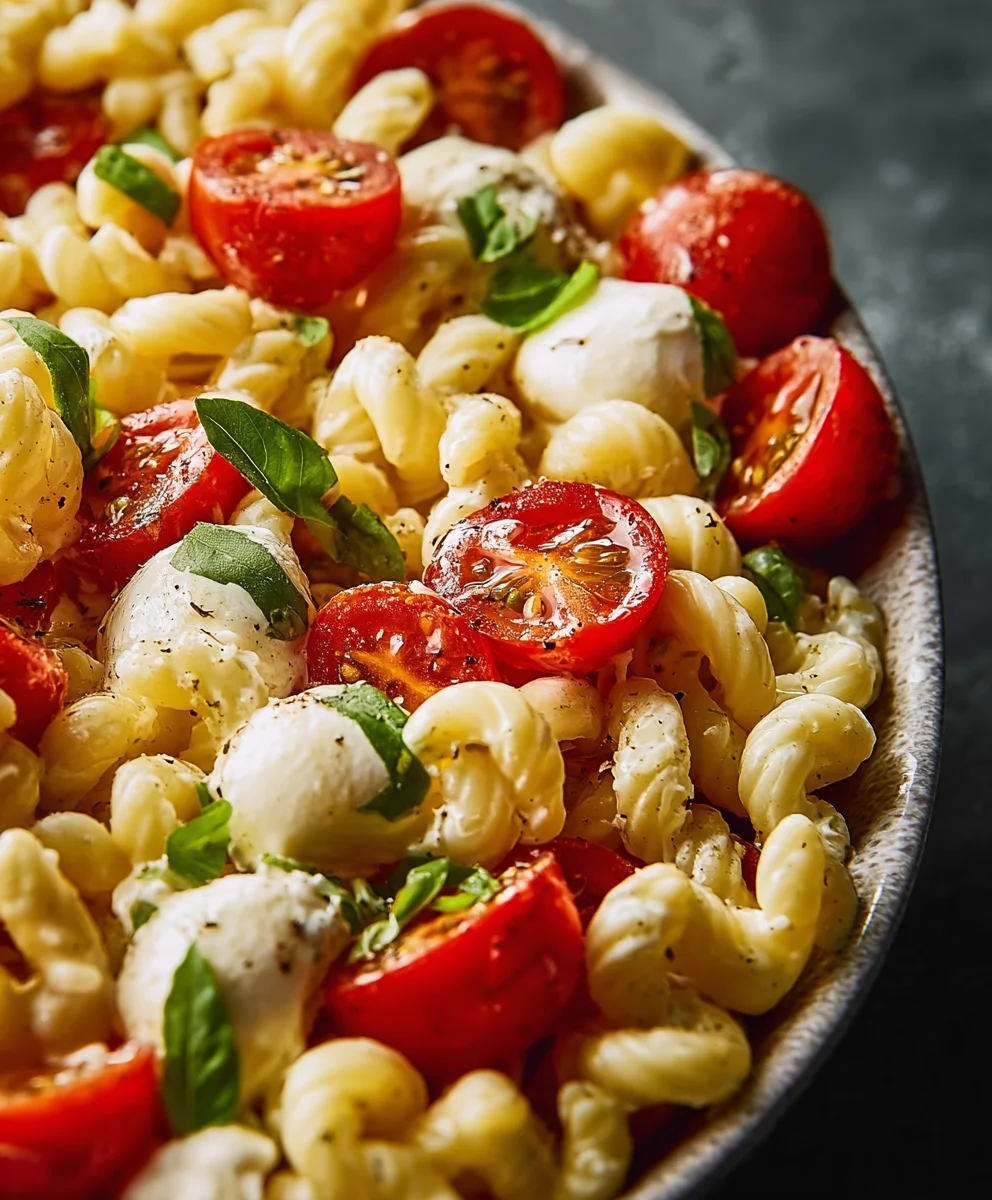 Creamy Caprese Pasta Salad- Easy & Delicious Recipe