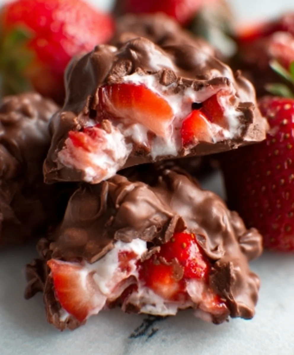 Viral Chocolate Strawberry Yogurt Clusters Easy Snack
