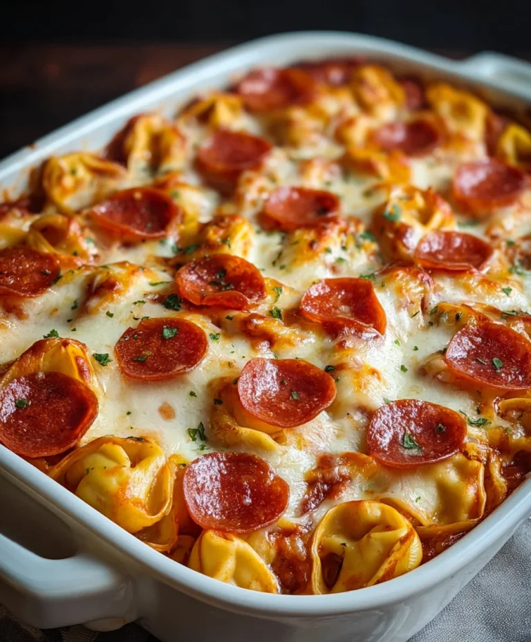 Beef Beef Pepperoni Tortellini Pizza Casserole