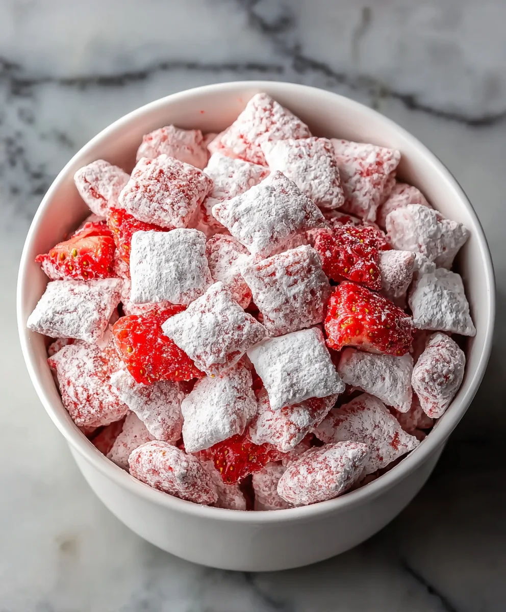 Easy Strawberry Shortcake Puppy Chow Recipe