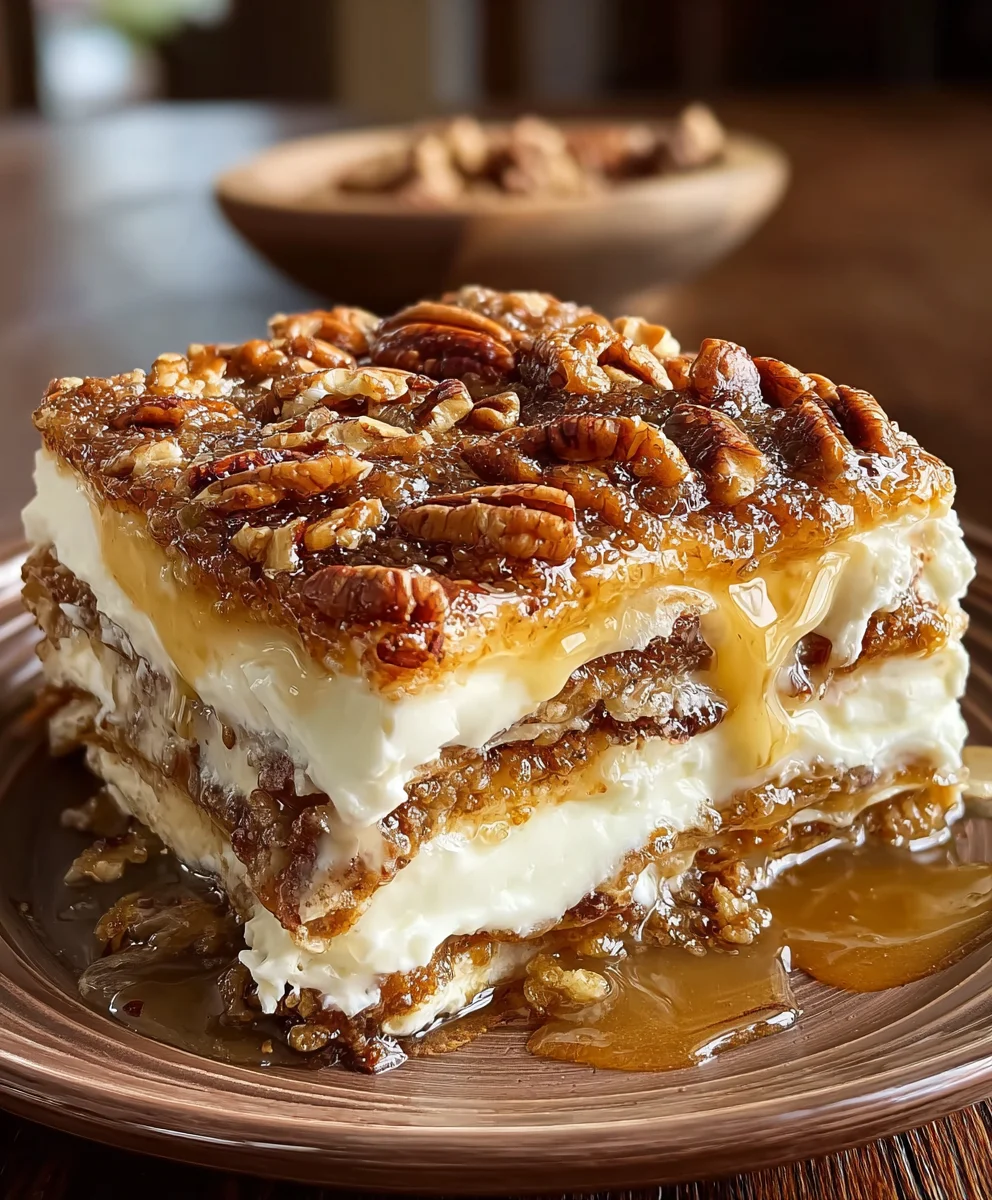 Pecan Pie Lasagna Dessert - Sweet Holiday Treat