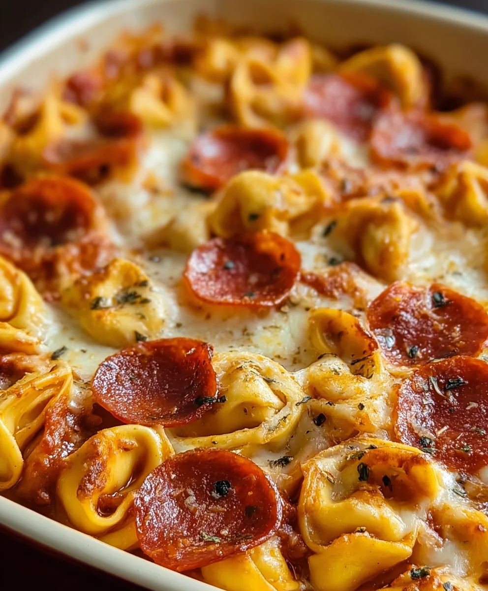 Beef Beef Pepperoni Tortellini Pizza Casserole