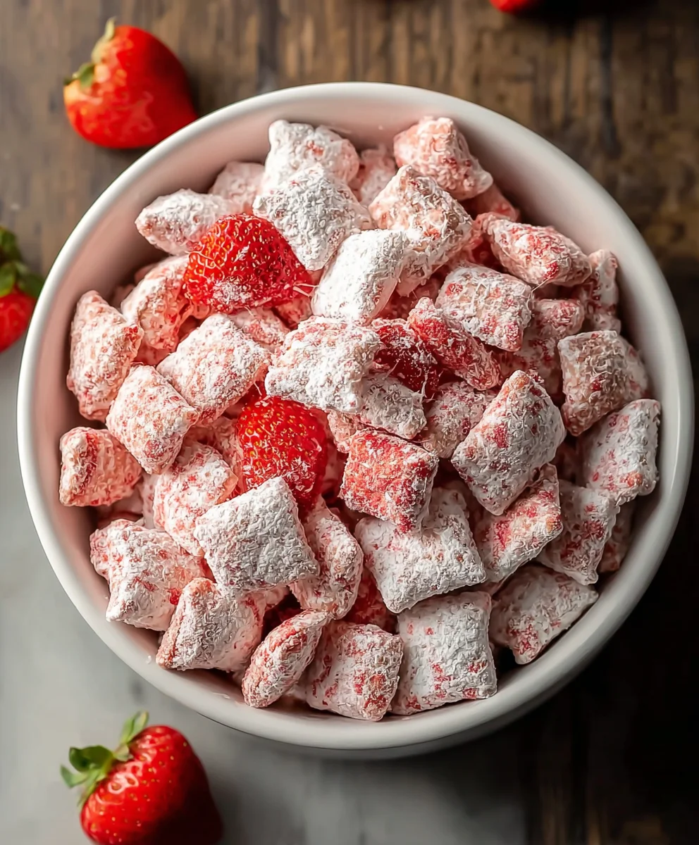 Easy Strawberry Shortcake Puppy Chow Recipe