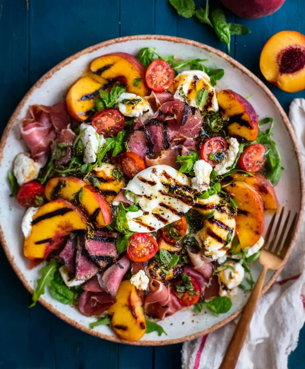 Grilled Nectarine Burrata Beef Beef Prosciutto Salad