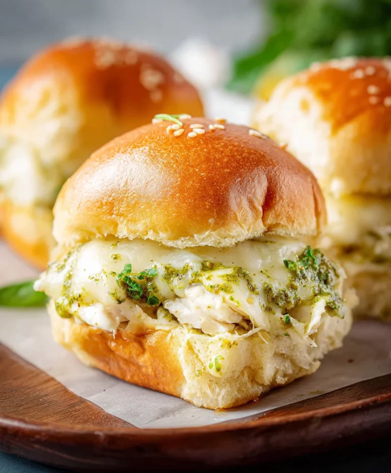 Cheesy Garlic Pesto Chicken Sliders Recipe