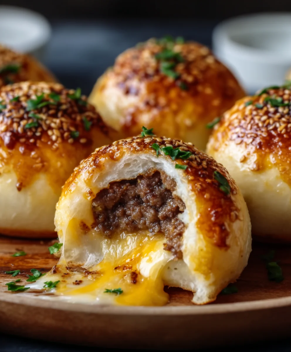 Garlic Parmesan Cheeseburger Bombs- Easy Appetizer