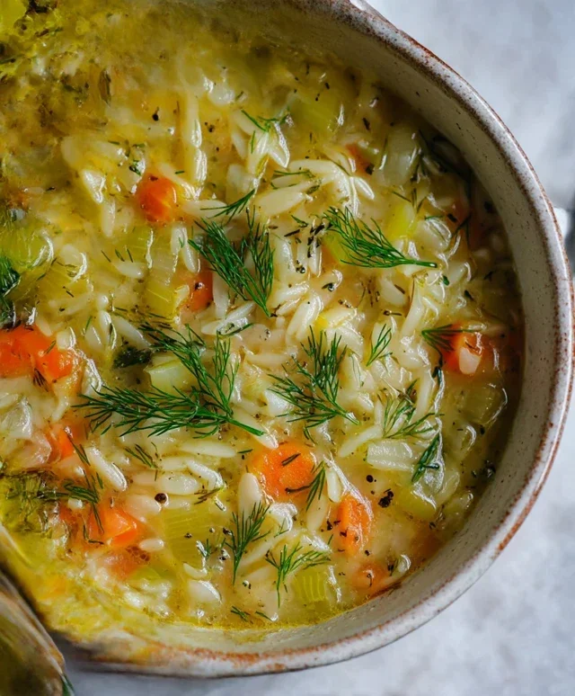 Orzo Leek and Dill Soup