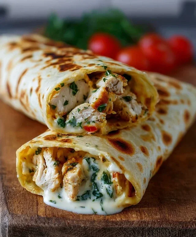 Low Carb Cheesy Garlic Chicken Wraps
