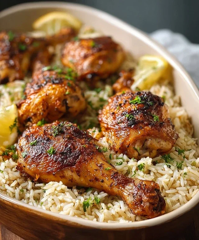Baked Chicken Legs and Rice