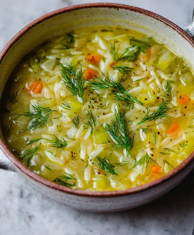 Orzo Leek and Dill Soup