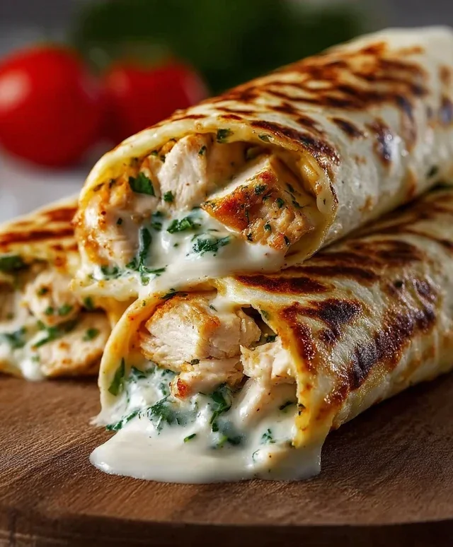 Low Carb Cheesy Garlic Chicken Wraps