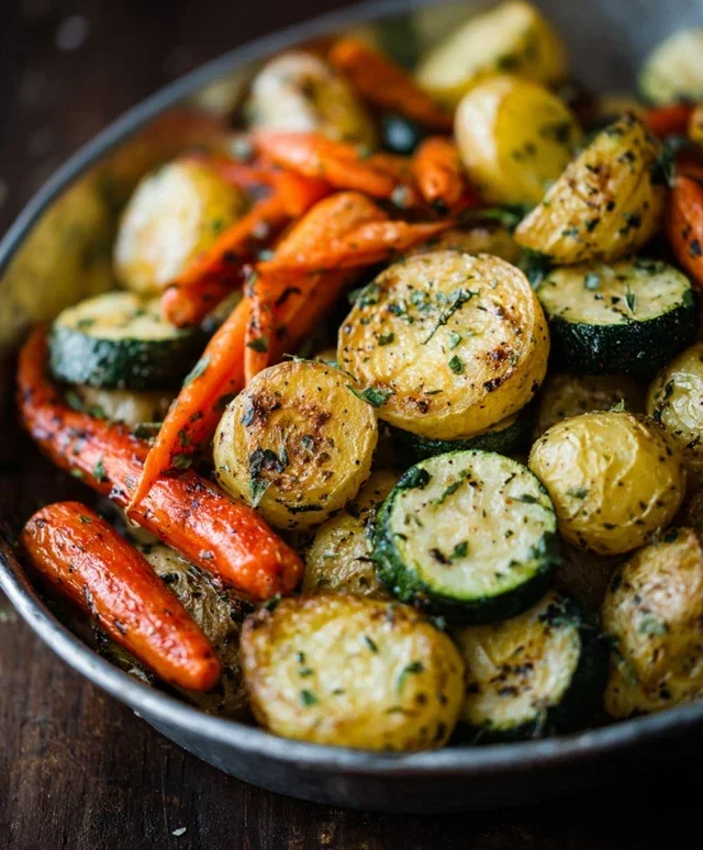 Garlic Herb Roasted Potatoes Carrots and Zucchini