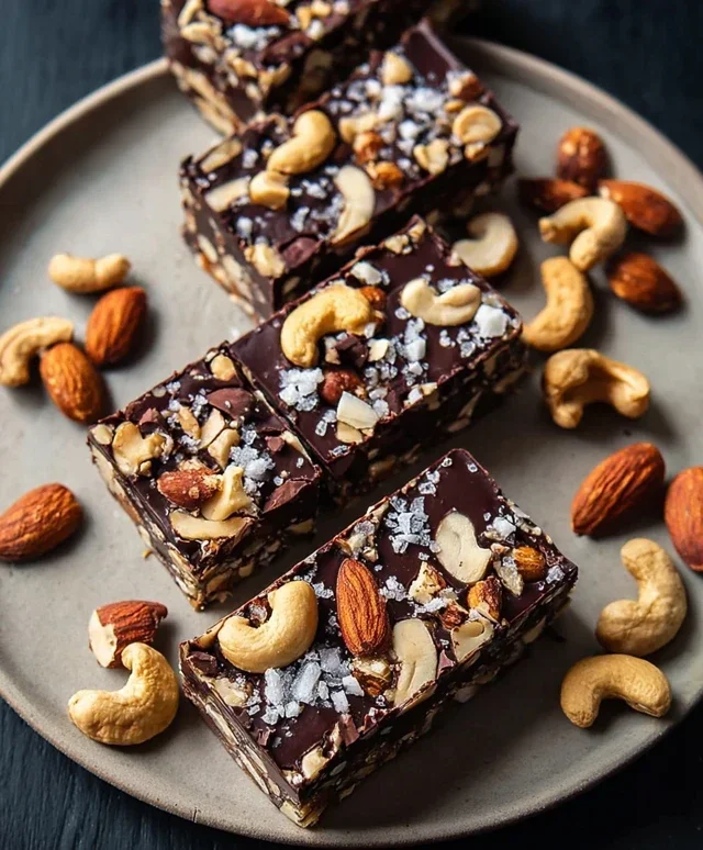 Dark Chocolate and Sea Salt Nut Bars