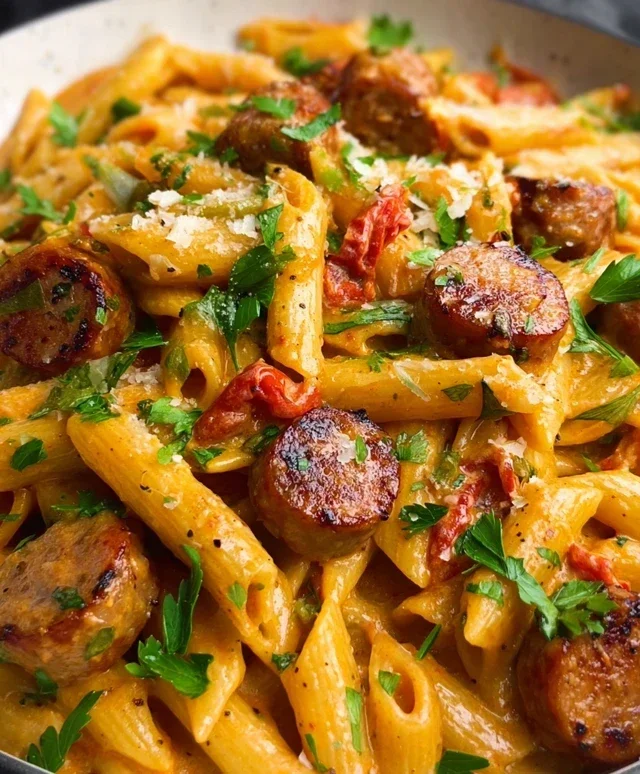 One Pot Creamy Cajun Sausage Pasta (30-Minutes)